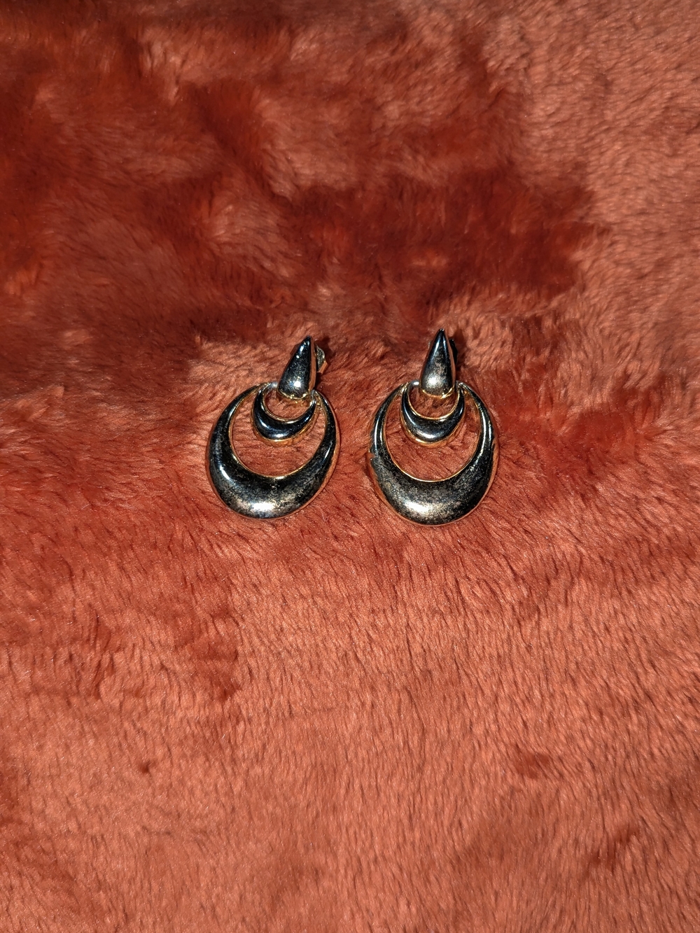 Gold-Tone Double Hoop Drop Earrings - Women Jewelry